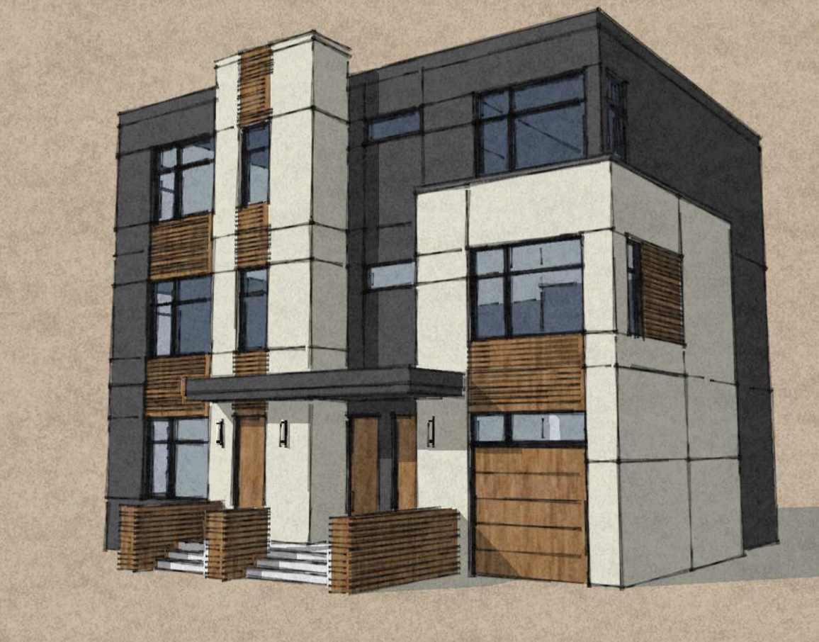 Concept rendering of modern townhomes, the kind of project land can become