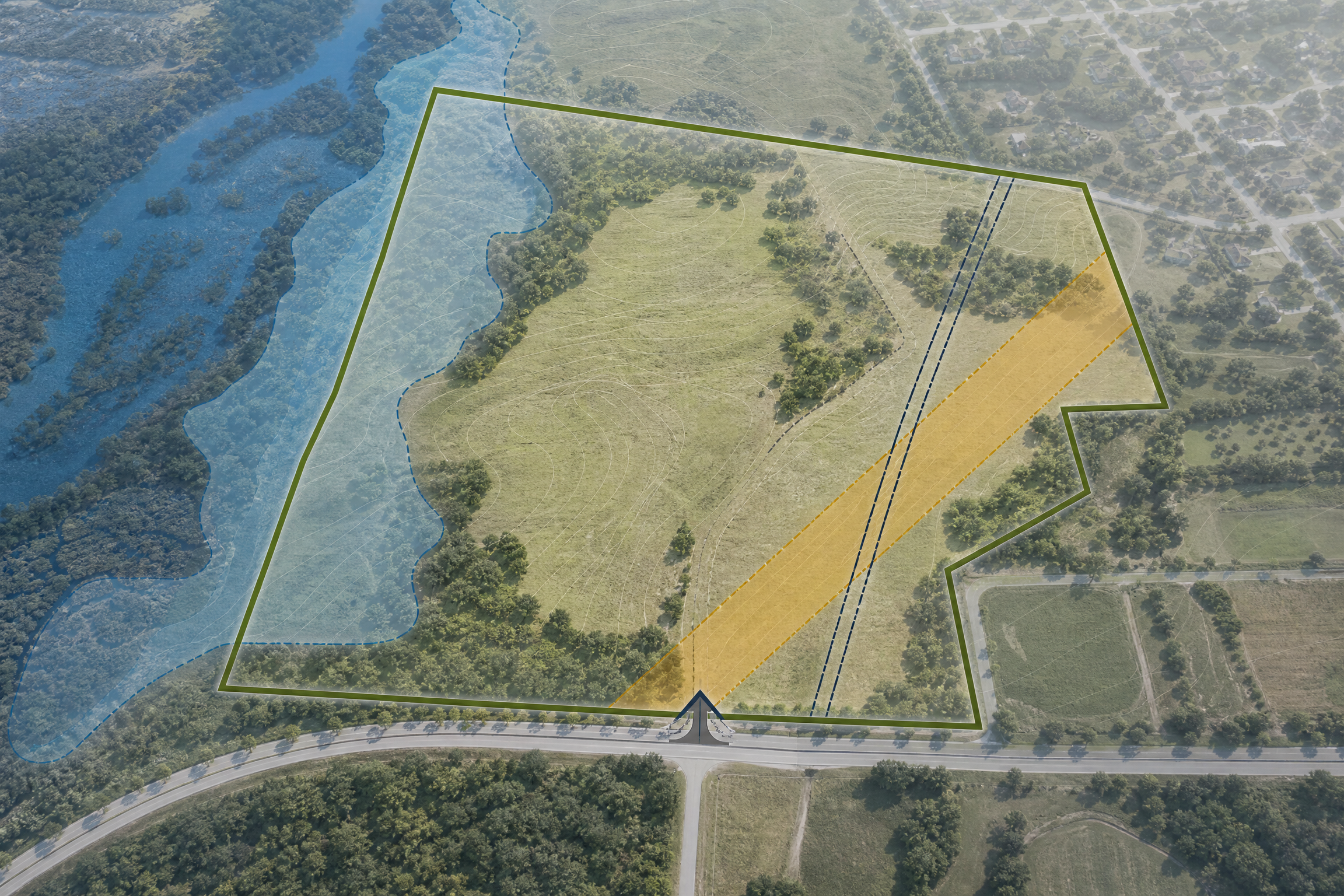 Site constraints analysis showing access, drainage, easements, and utilities